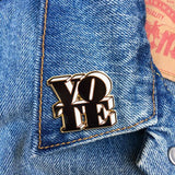 Vote Black and White Lapel Pin