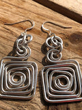 Small Square Silver Aluminum Wire Earrings