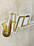 Jazz Saxophone Music Sticker, 3" x 3"
