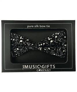 Silk Bow Tie - Black and White Music Notes