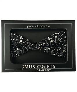 Silk Bow Tie - Black and White Music Notes