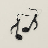 Rhinestone Pave Musical Note Charm Drop Dangle Earrings