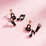 Guitar Mic Music Note Stud Earring Set
