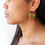 Wooden Earrings, African Woman, Handmade Fair Trade