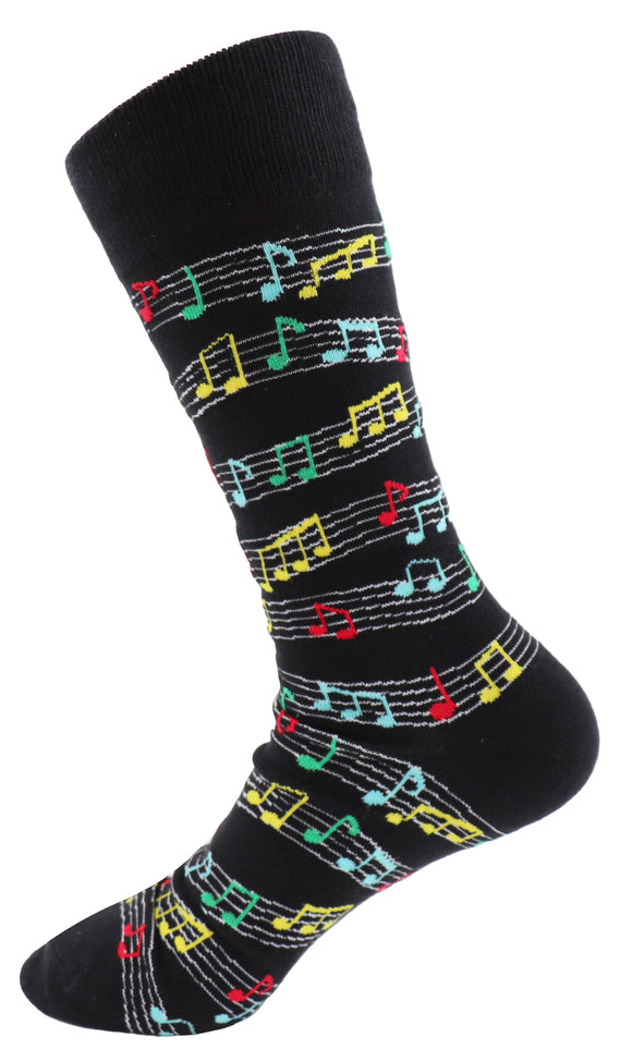 Music Note Wave Black Unisex Crew Socks