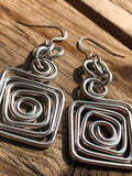 Small Square Silver Aluminum Wire Earrings