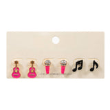 Guitar Mic Music Note Stud Earring Set