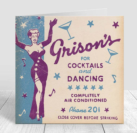 Matchbook Cocktails & Dancing Birthday Card