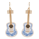 Enamel Guitar Drop Dangle Earrings