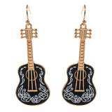 Enamel Guitar Drop Dangle Earrings