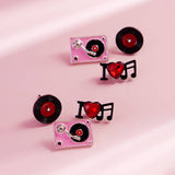 Turn Table Music Stud Earring Set