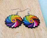 Wooden Earrings Handmade Mandalas Multicolor Fairtrade