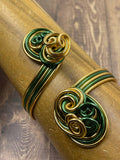 Green and Gold Aluminum Wire Cuff Bracelet