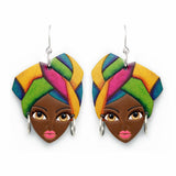 Wooden Earrings, African Woman, Handmade Fair Trade