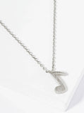 18K Gold Dipped Brushed Brass Musical Note Pendant Necklace