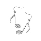 Rhinestone Pave Musical Note Charm Drop Dangle Earrings