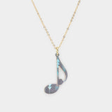 Patterned Music Note Pendant Necklace