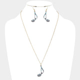 Patterned Music Note Pendant Necklace