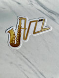 Jazz Saxophone Music Sticker, 3" x 3"