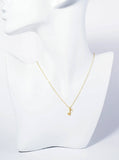 18K Gold Dipped Brushed Brass Musical Note Pendant Necklace