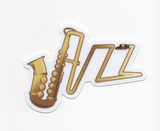 Jazz Saxophone Music Sticker, 3" x 3"