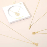 14K Gold Dipped CZ Stone Accent Musical Note Pendant Necklace