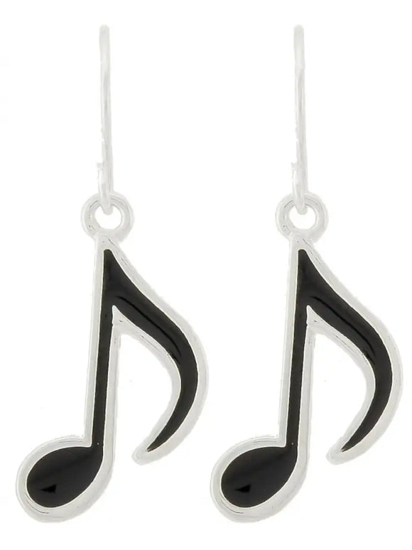 8th Note earrings Black