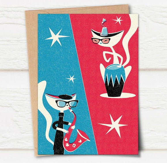 Jazz Cat Jamming Duo Card
