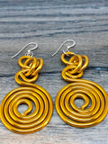 Small Gold Aluminum Wire Disk Earrings