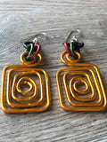 Afrocentric Square Gold Aluminum Earrings