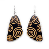 Wooden Earrings Handmade Black Concentric Circle