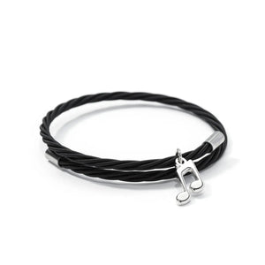 Backstage Black Guitar String Bracelet with Note charm