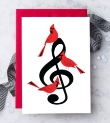 Musical Red Cardinals  Holiday Card Card