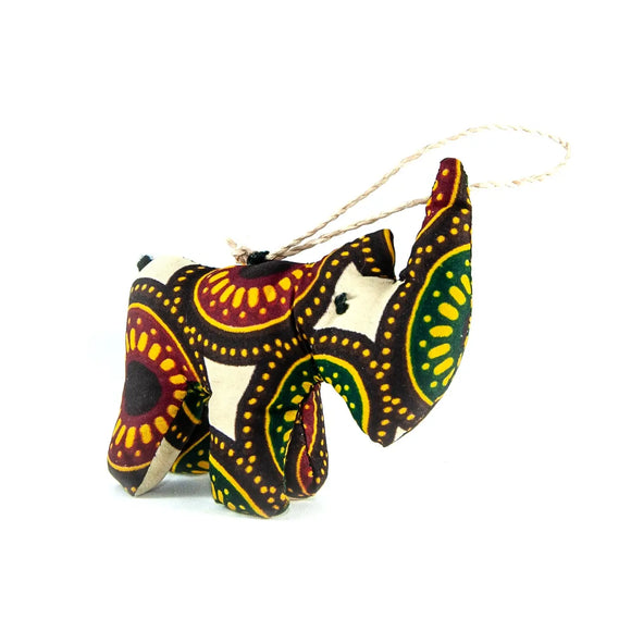 Kitenge Rhino Stuffed Ornament