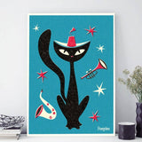 Jazz Cats A3 print: Fez