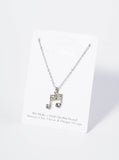 Rhinestone Embellished Metal Music Notes Pendant Necklace