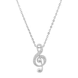 CZ Stone Paved Treble Clef Pendant Necklace
