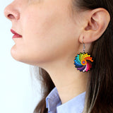 Wooden Earrings Handmade Mandalas Multicolor Fairtrade