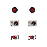Turn Table Music Stud Earring Set