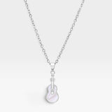 Stainless Steel Mother of Pearl Guitar Pendant Necklace
