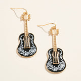 Enamel Guitar Drop Dangle Earrings