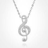 CZ Stone Paved Treble Clef Pendant Necklace