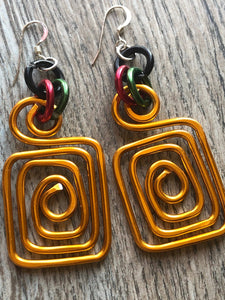 Afrocentric Square Gold Aluminum Earrings