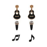Guitar Mic Music Note Stud Earring Set