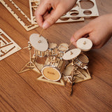 3D Laser Cut Wooden Puzzle: Drum Kit
