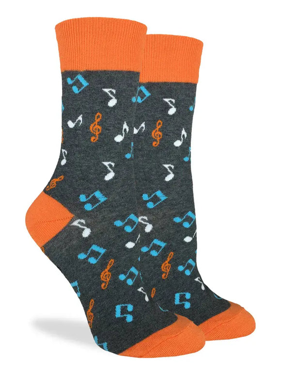 Women's Orange Music Notes Socks