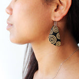 Wooden Earrings Handmade Black Concentric Circle