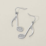 Rhinestone Pave Musical Note Charm Drop Dangle Earrings