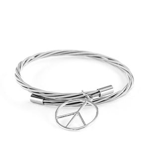 Simply Silver Guitar String Bracelet with Peace Charm