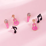 Guitar Mic Music Note Stud Earring Set